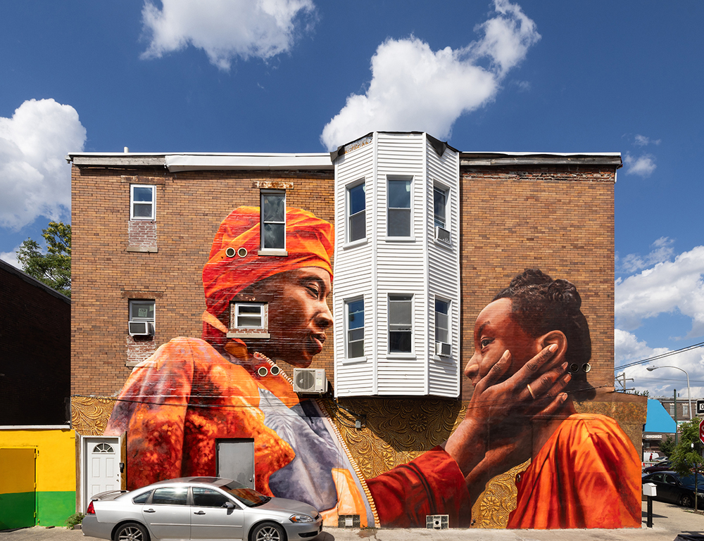 The Mother © 2024 City of Philadelphia Mural Arts Program / Walé Oyejide, 5512 Chester Avenue. Photo by Steve Weinik.