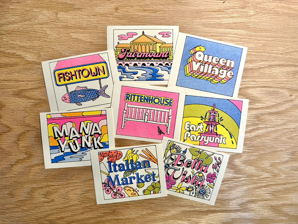 Lara's new collection features several mini prints of Philadelphia neighborhoods (Photo courtesy of Fabiola Lara)